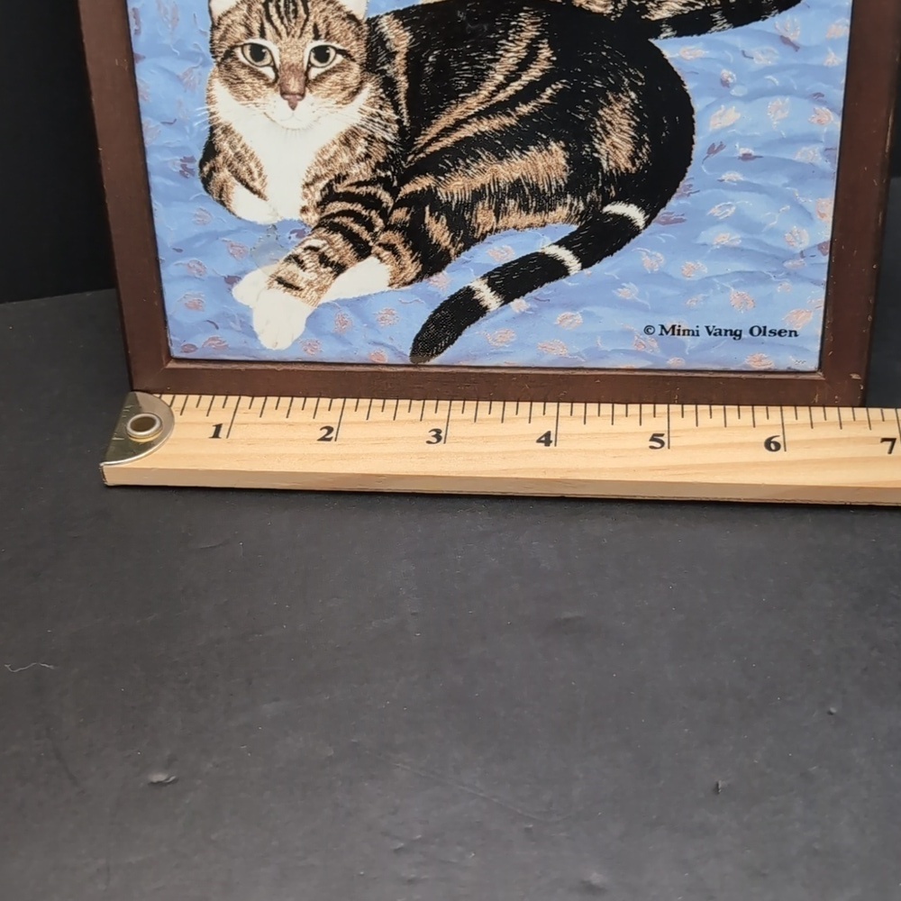VGT,Avon 1989 Framed Trivet, Features 2 Tabby Cats. - Picture 8 of 9